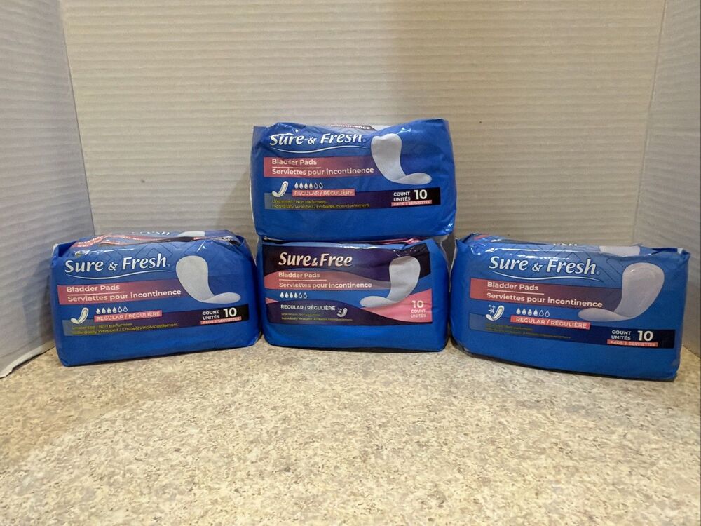 SET OF 4 Sure & Fresh Bladder Pads Regular Unscented 10CT FREE SHIPPING!!! - Picture 3 of 7
